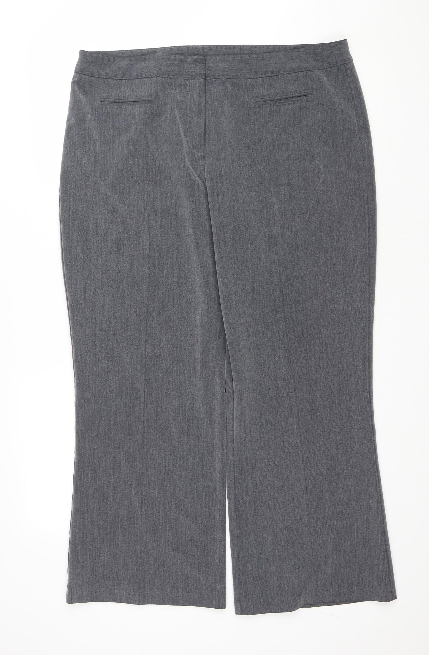 Womens UK Size 18 Mia Moda Regular Fit Cropped Grey Trousers