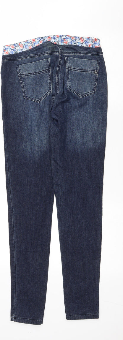 Rinascimento Womens Black Floral Cotton Skinny Jeans Size L L30 in Regular Drawstring