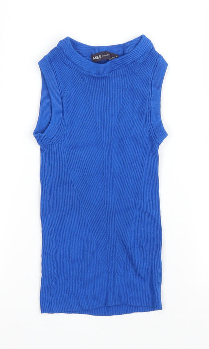 Womens UK Size 6 Marks and Spencer Blue Vest Jumper