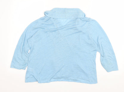 Womens UK Size L Preworn Blue Cardigan Jumper