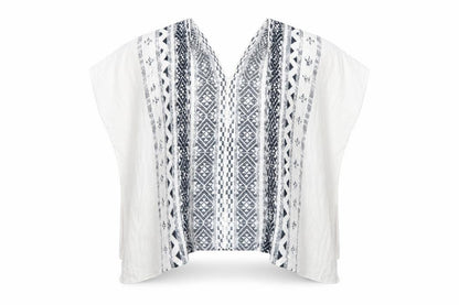 Steve Madden Womens White V-Neck Geometric Rayon Cape Jumper One Size
