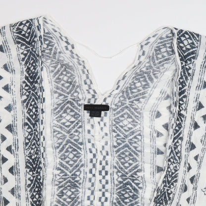 Steve Madden Womens White V-Neck Geometric Rayon Cape Jumper One Size