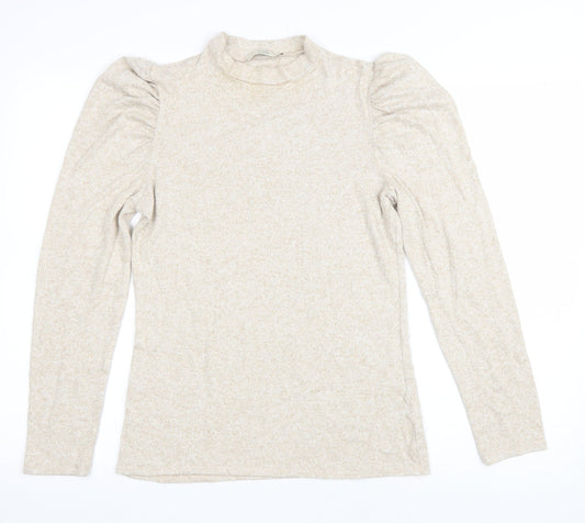 George Womens Beige Mock Neck Viscose Pullover Jumper Size M