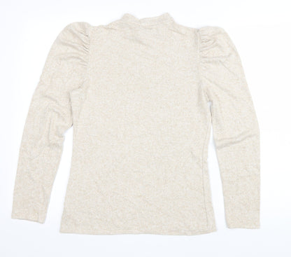 George Womens Beige Mock Neck Viscose Pullover Jumper Size M