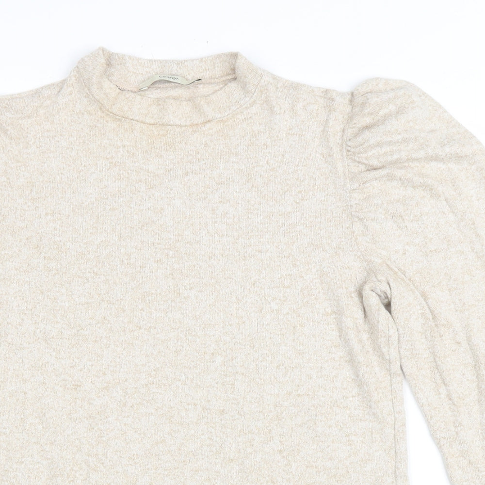 George Womens Beige Mock Neck Viscose Pullover Jumper Size M