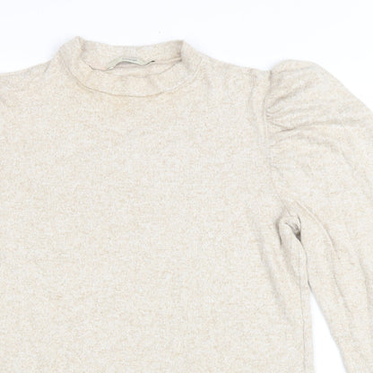 George Womens Beige Mock Neck Viscose Pullover Jumper Size M