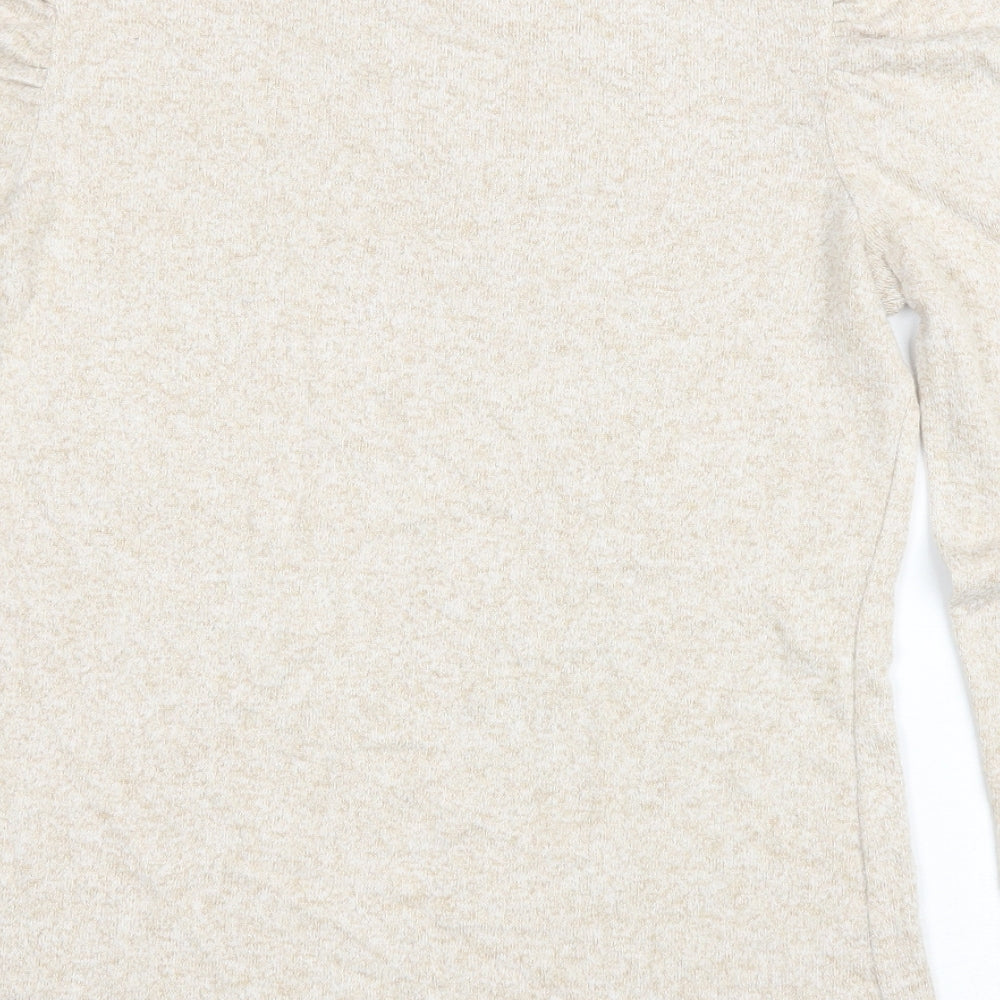 George Womens Beige Mock Neck Viscose Pullover Jumper Size M
