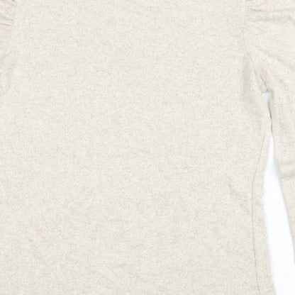 George Womens Beige Mock Neck Viscose Pullover Jumper Size M