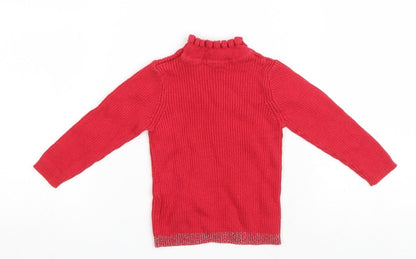 Mothercare Baby Red Cotton Basic T-Shirt Size 3-6 Months High Neck Pullover