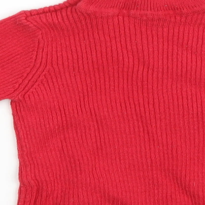 Mothercare Baby Red Cotton Basic T-Shirt Size 3-6 Months High Neck Pullover