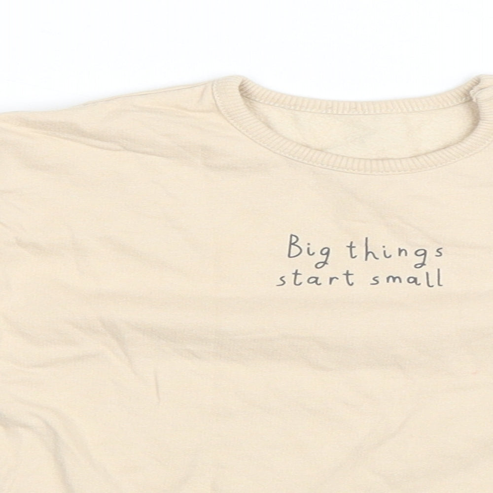 George Baby Beige Basic T-Shirt Size 12-18 Months Round Neck Snap - Big Things Start Small