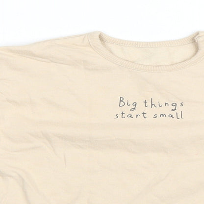 George Baby Beige Basic T-Shirt Size 12-18 Months Round Neck Snap - Big Things Start Small