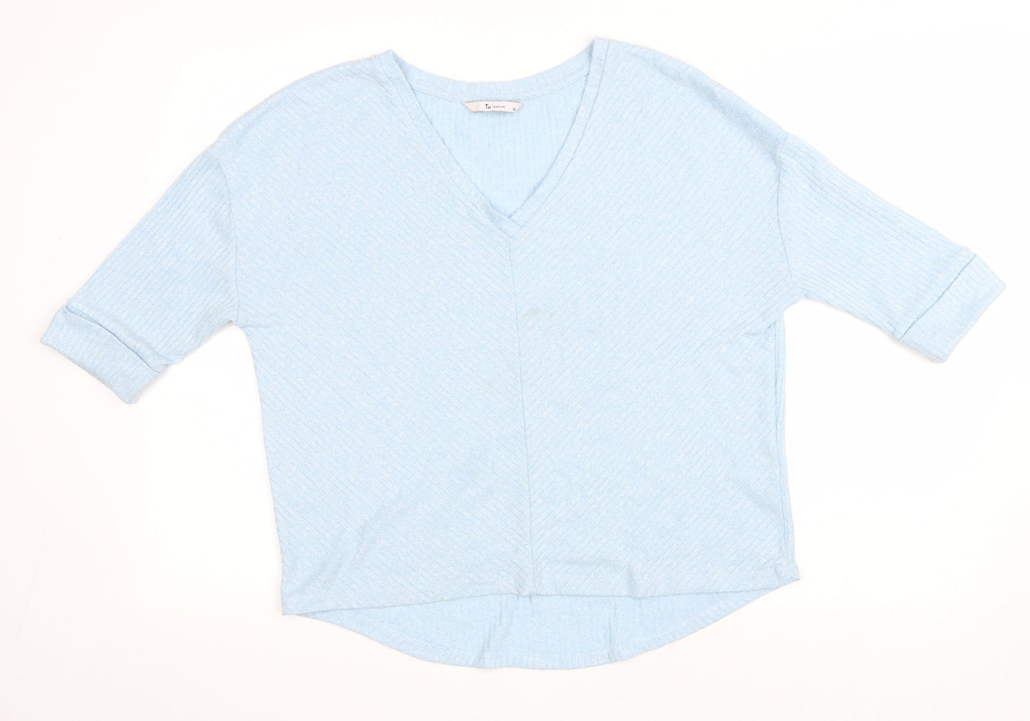 TU Womens Blue V-Neck Viscose Pullover Jumper Size 12