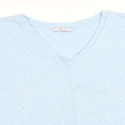 TU Womens Blue V-Neck Viscose Pullover Jumper Size 12