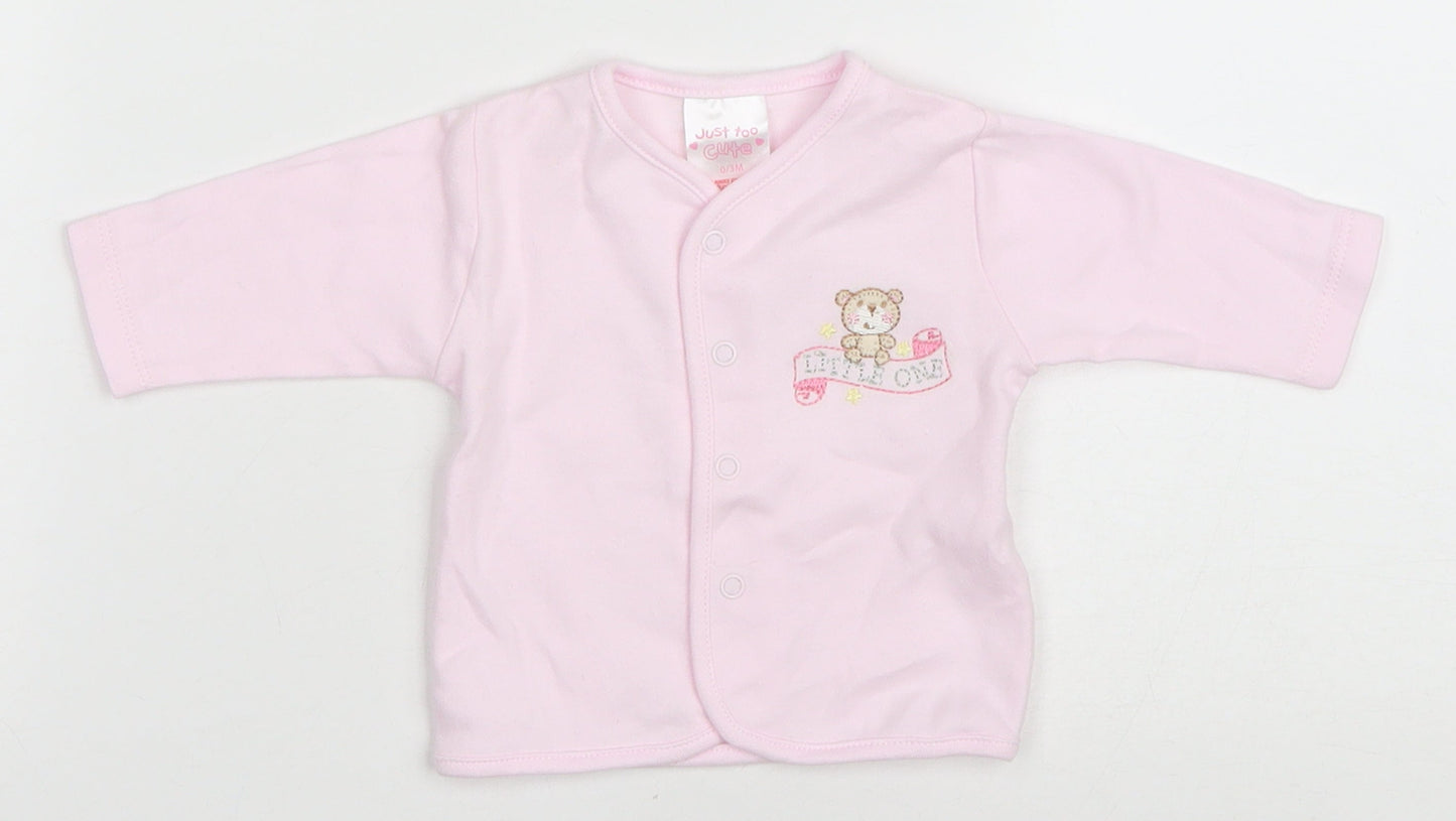 Just Too Cute Baby Pink Cotton Cardigan Jumper Size 0-3 Months Snap - Little one