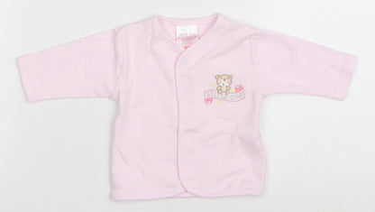 Just Too Cute Baby Pink Cotton Cardigan Jumper Size 0-3 Months Snap - Little one