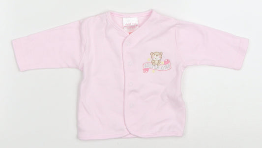 Just Too Cute Baby Pink Cotton Cardigan Jumper Size 0-3 Months Snap - Little one