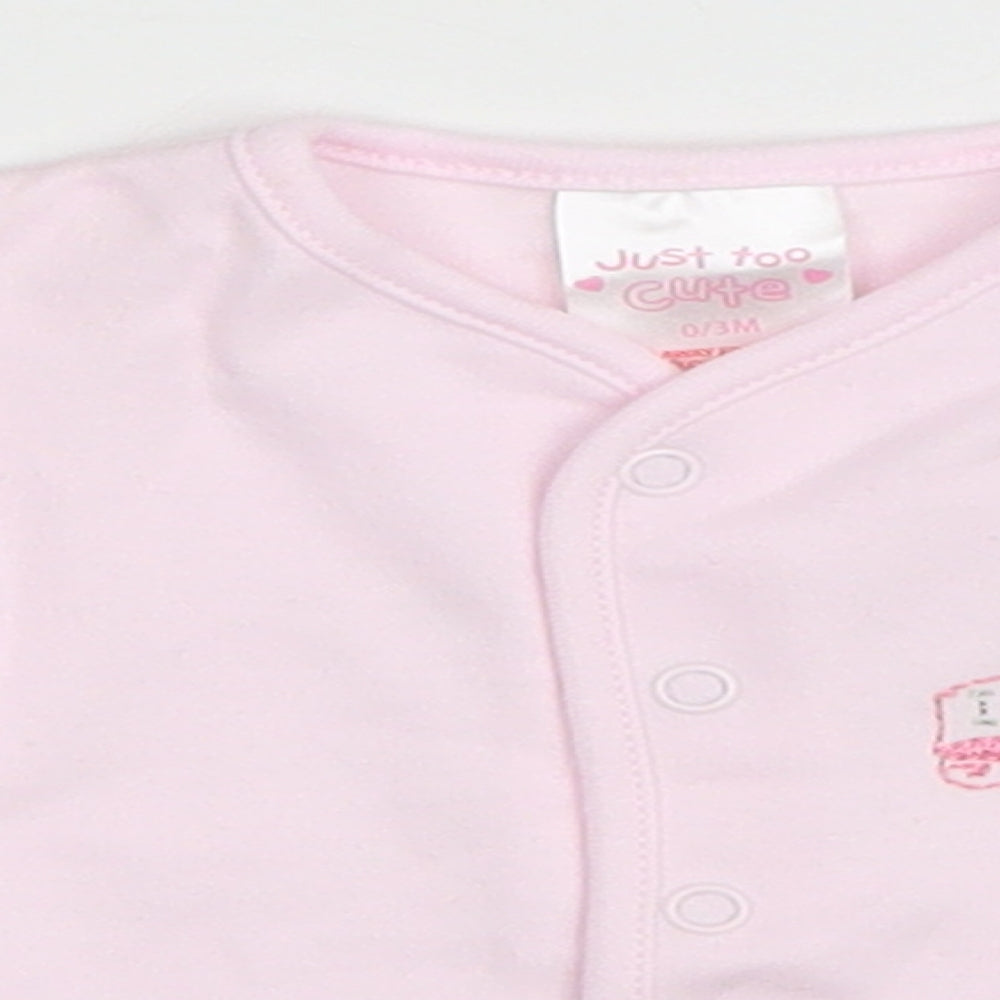 Just Too Cute Baby Pink Cotton Cardigan Jumper Size 0-3 Months Snap - Little one