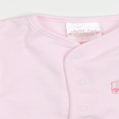Just Too Cute Baby Pink Cotton Cardigan Jumper Size 0-3 Months Snap - Little one