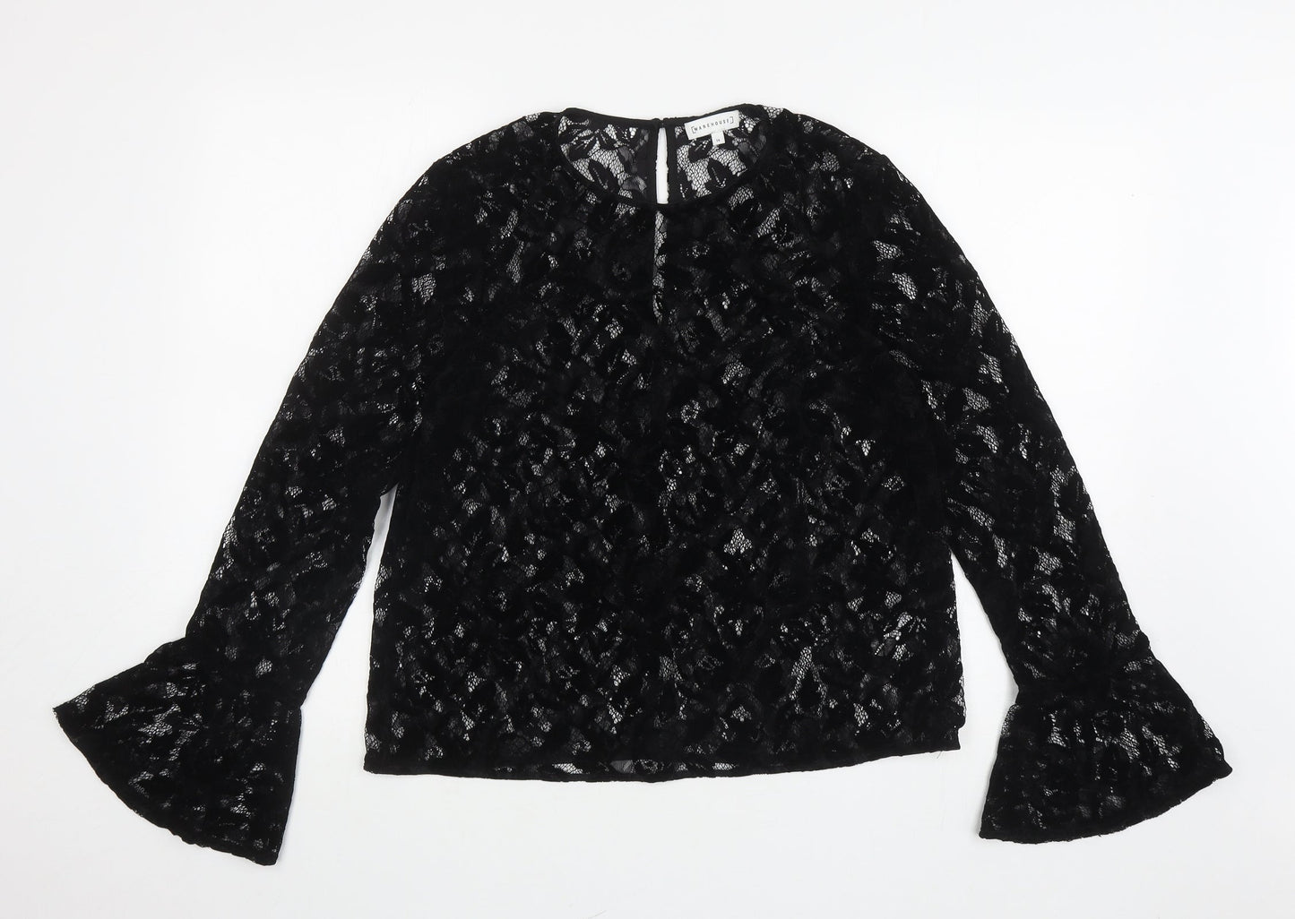 Womens UK Size 14 Warehouse Black Jersey Blouse