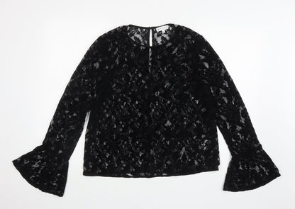 Womens UK Size 14 Warehouse Black Jersey Blouse