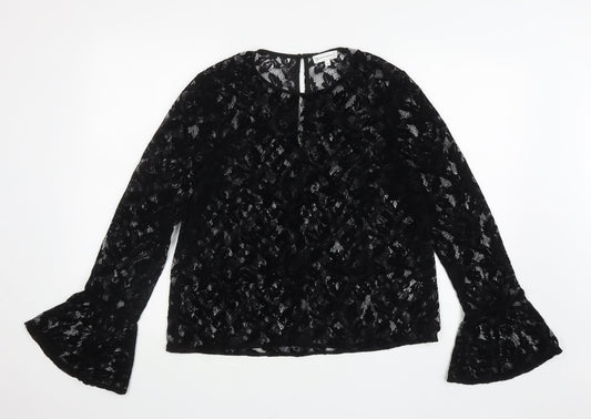 Womens UK Size 14 Warehouse Black Jersey Blouse