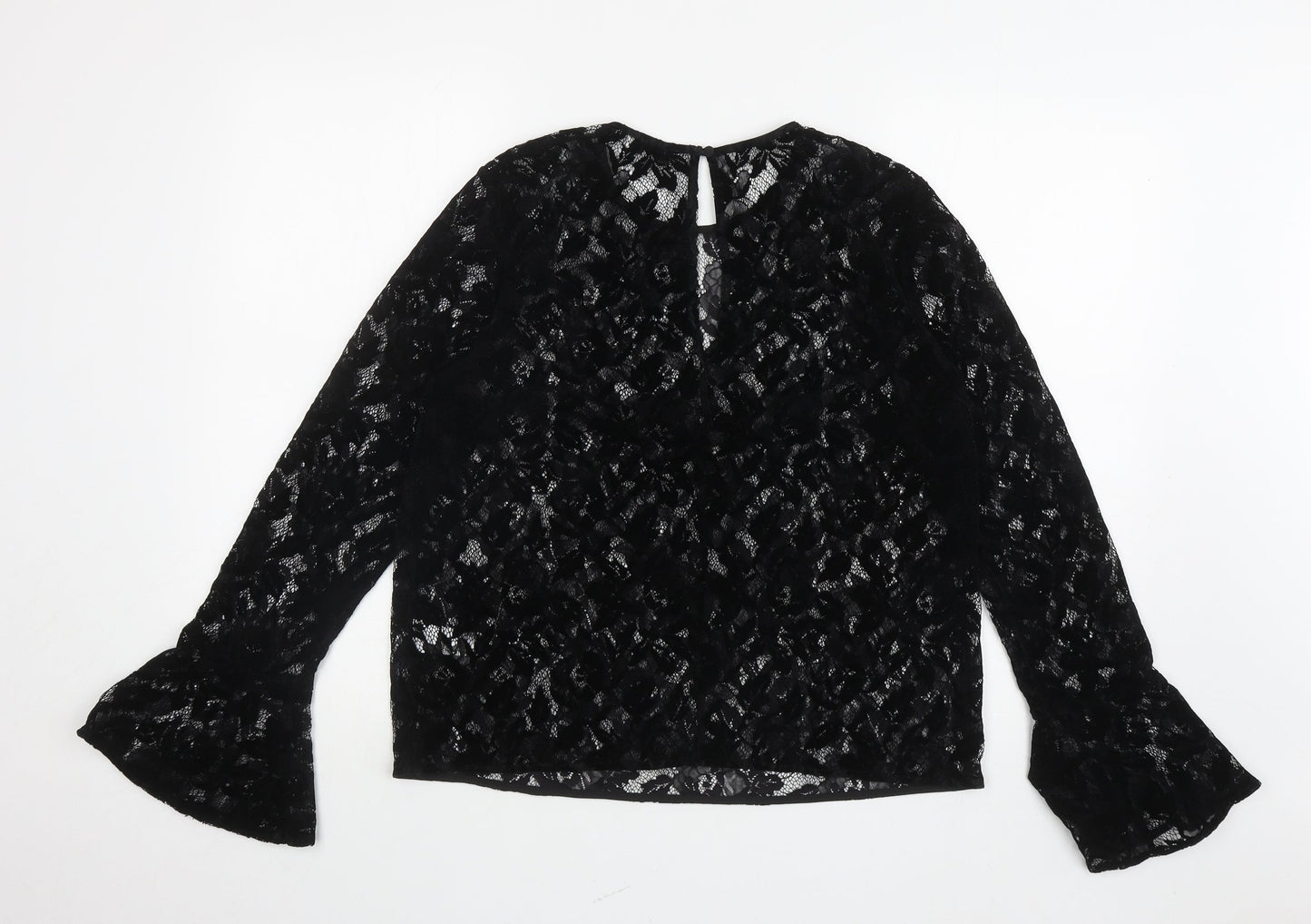 Womens UK Size 14 Warehouse Black Jersey Blouse