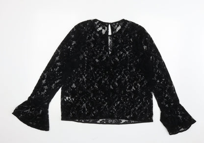 Womens UK Size 14 Warehouse Black Jersey Blouse