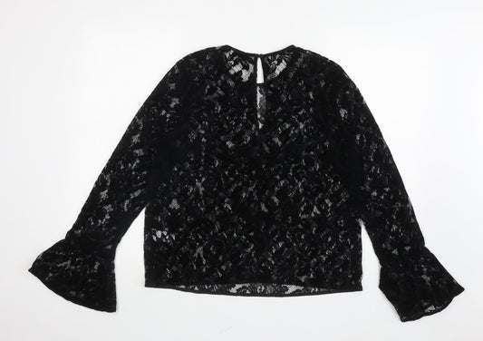 Womens UK Size 14 Warehouse Black Jersey Blouse