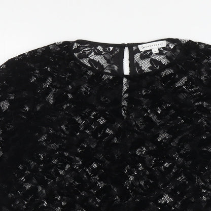 Womens UK Size 14 Warehouse Black Jersey Blouse