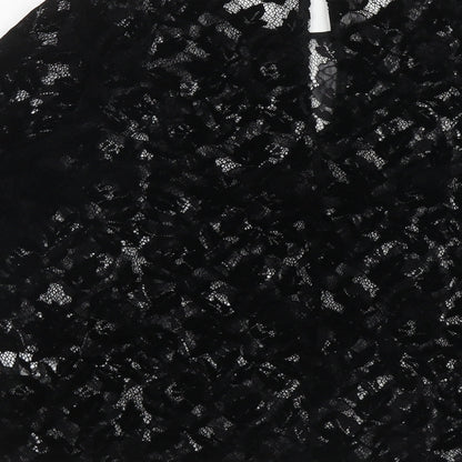 Womens UK Size 14 Warehouse Black Jersey Blouse