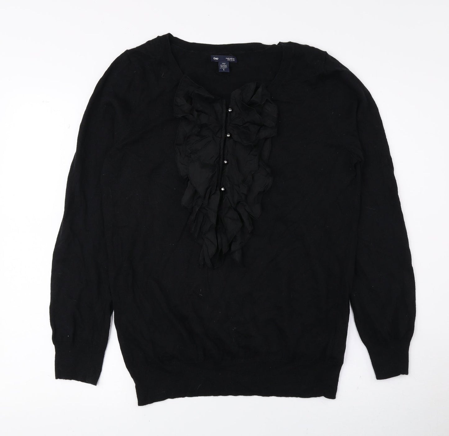 Gap Womens Black Round Neck Cotton Pullover Jumper Size L