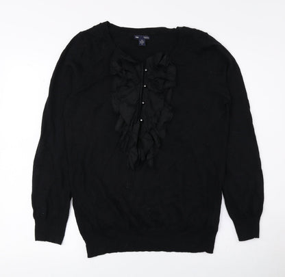 Gap Womens Black Round Neck Cotton Pullover Jumper Size L