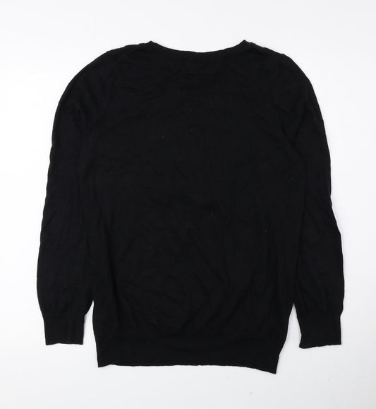 Gap Womens Black Round Neck Cotton Pullover Jumper Size L