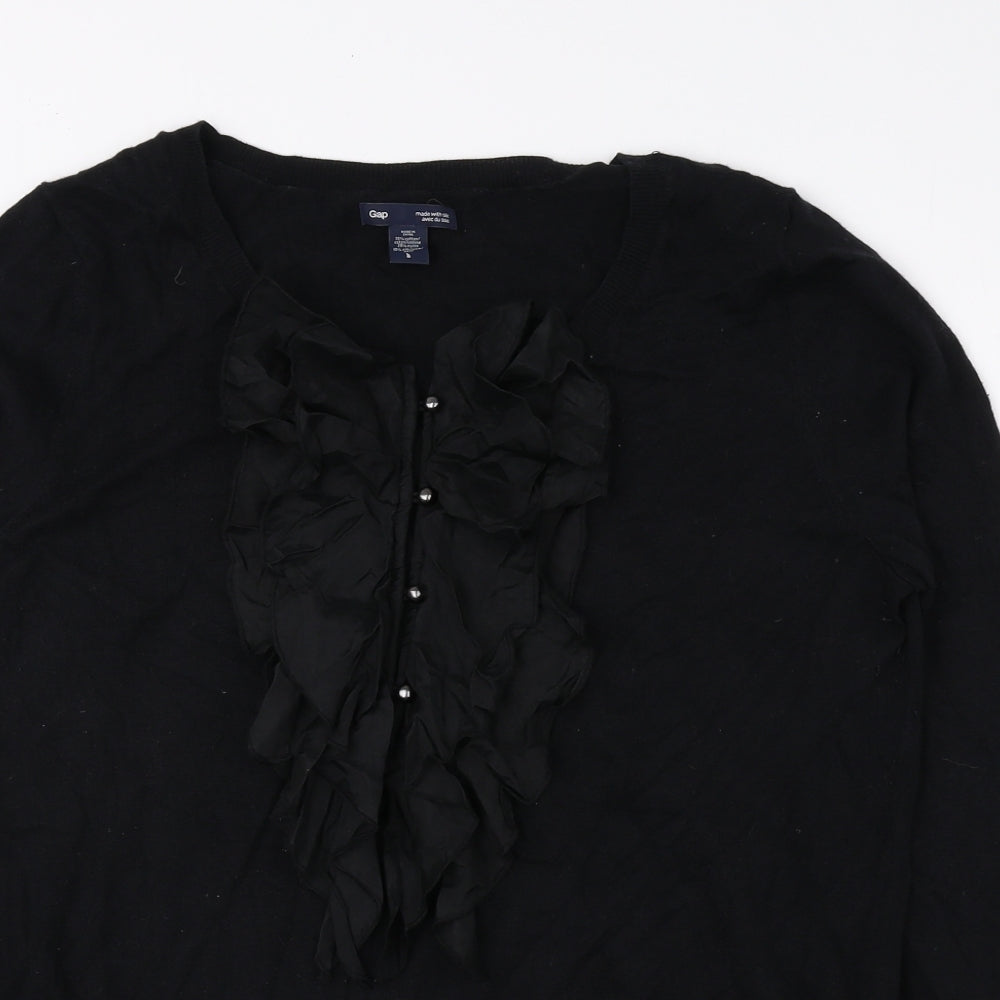 Gap Womens Black Round Neck Cotton Pullover Jumper Size L