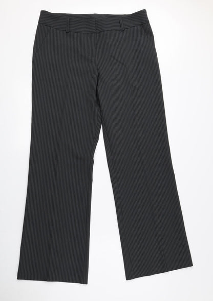 Editions Womens Grey Striped Polyester Dress Pants Trousers Size 12 L29.5 in Regular Zip