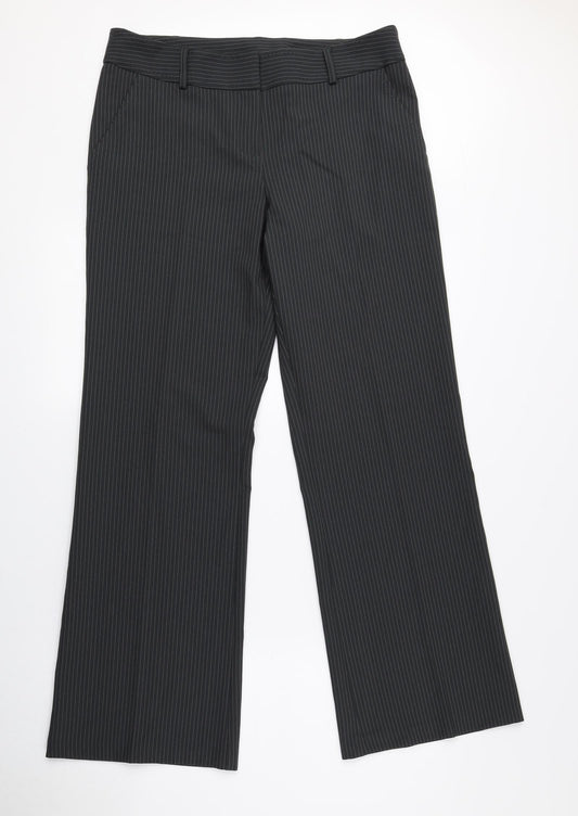 Editions Womens Grey Striped Polyester Dress Pants Trousers Size 12 L29.5 in Regular Zip