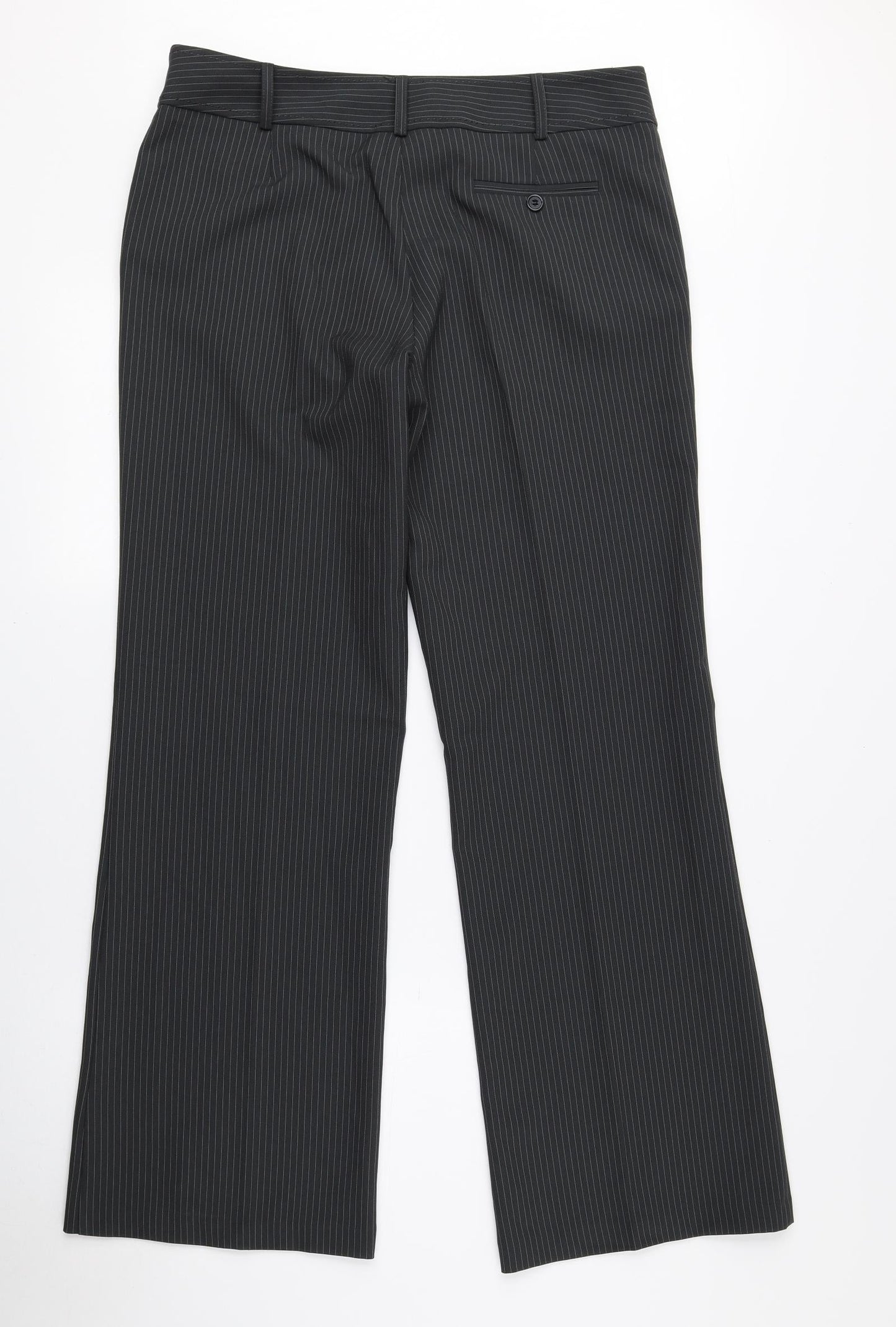Editions Womens Grey Striped Polyester Dress Pants Trousers Size 12 L29.5 in Regular Zip