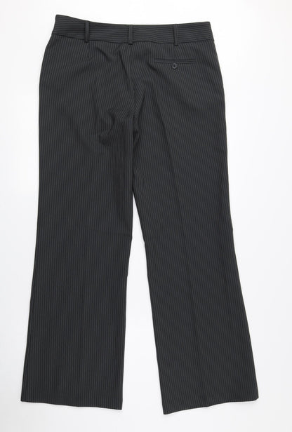 Editions Womens Grey Striped Polyester Dress Pants Trousers Size 12 L29.5 in Regular Zip