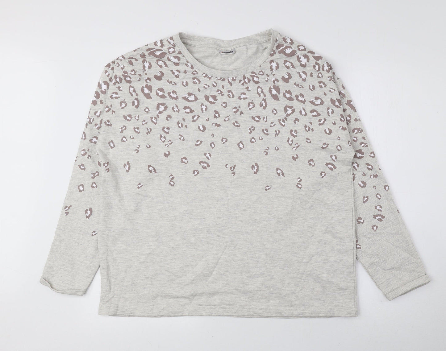 Damart Womens Multicoloured Round Neck Animal Print Cotton Pullover Jumper Size L - Leopard Print