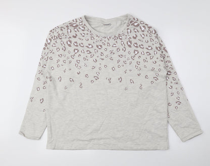 Damart Womens Multicoloured Round Neck Animal Print Cotton Pullover Jumper Size L - Leopard Print