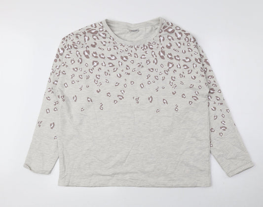 Damart Womens Multicoloured Round Neck Animal Print Cotton Pullover Jumper Size L - Leopard Print