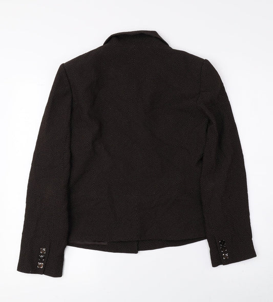 MINUET Womens Brown Geometric Jacket Blazer Size 12 Button