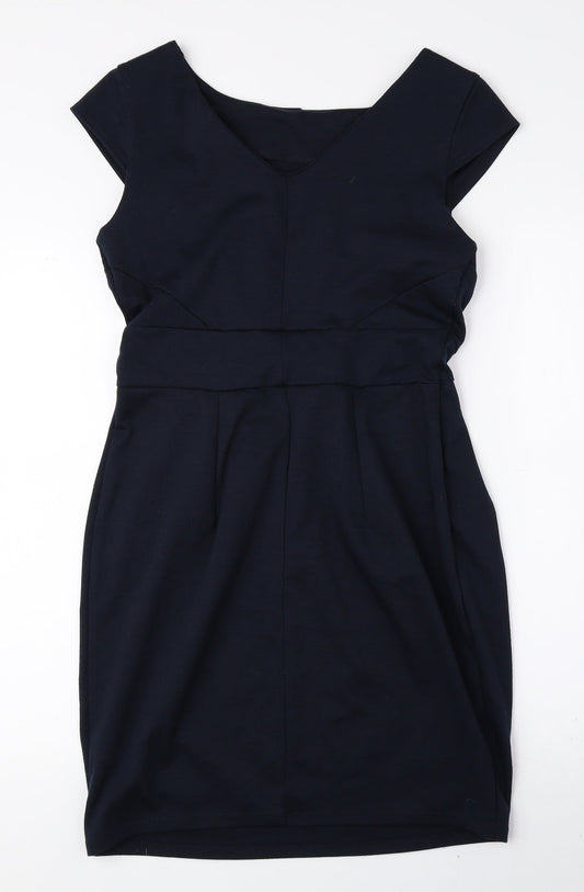 Dorothy Perkins Womens Blue Polyester Fit & Flare Size 12 Boat Neck Pullover