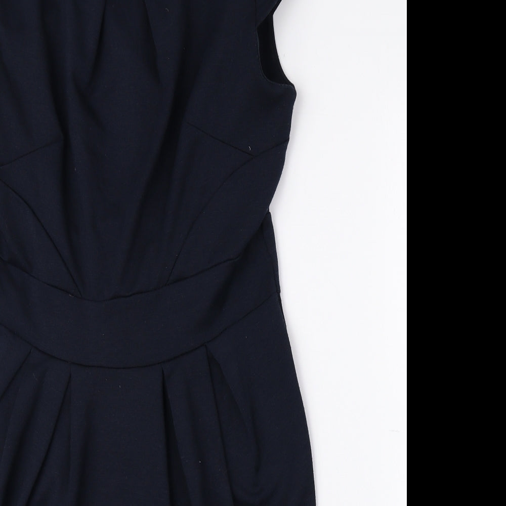 Dorothy Perkins Womens Blue Polyester Fit & Flare Size 12 Boat Neck Pullover