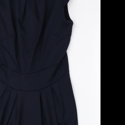 Dorothy Perkins Womens Blue Polyester Fit & Flare Size 12 Boat Neck Pullover