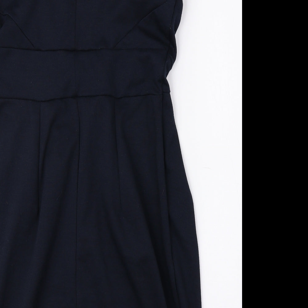 Dorothy Perkins Womens Blue Polyester Fit & Flare Size 12 Boat Neck Pullover