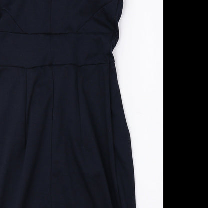 Dorothy Perkins Womens Blue Polyester Fit & Flare Size 12 Boat Neck Pullover