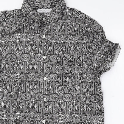 Mens UK Size M Cedar Wood State Black  Button-Up Short Sleeve Casual Shirt
