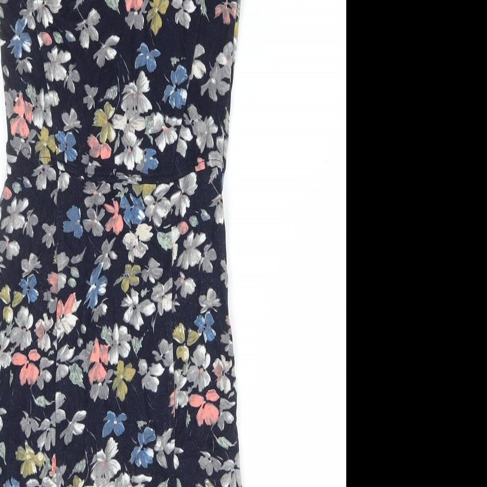 French Connection Womens Multicoloured Floral Viscose Mini Size 8 V-Neck Pullover